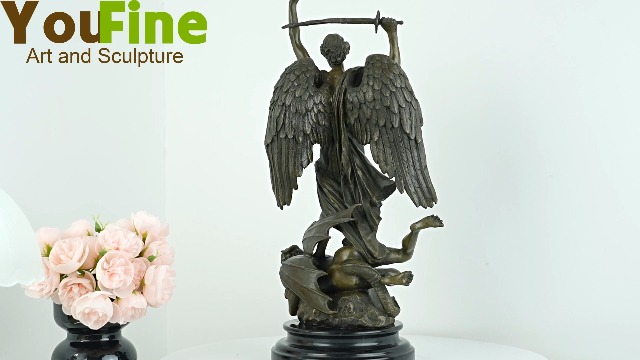 25cmEsculturaAngel Statue インテリア オブジェ 高級感 Amazon.com: YouFine Real Bronze Casting Archangel Saint Michael